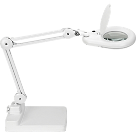 Lampe loupe LED MAULvisio, puissance 8 W, 1200 lm, lentille 3-dioptrique, base rotative, blanche