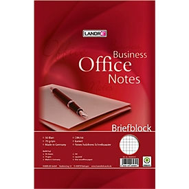 Landré Briefblock Office DIN A4 kariert, 50 Blatt, 10 Stück