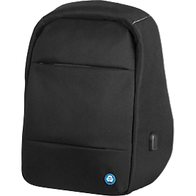 Laptop backpack Stop Ocean Plastic ANTIGUA RPET, for 1 notebook up to 15.6" &amp; 1 tablet, main compartment &amp; zipper compartment, USB charging port, safety compartment, recycled PET, black