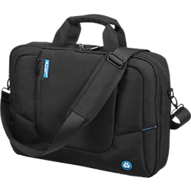 Laptop bag Stop Ocean Plastic GRANADA RPET, for 1 notebook up to 17" &amp; 1 tablet, front compartment &amp; main compartment, detachable shoulder strap &amp; trolley strap, recycled PET, black