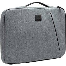 Laptop sleeve Exacompta Business, for laptops 13-14'', padded, handle & zipper compartment, W 370 x D 25 x H 280 mm, post-consumer polyester, gray