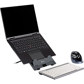 Laptop Ständer Bakker Elkhuizen Ergo-Q 160, für Laptops & Tablets bis 17”, ergonomisch, B 215 x T 266 x H 7,5 mm, Aluminium, dunkelgrau-matt