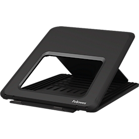 Laptop Ständer Fellowes Breyta™, für 1 Laptop bis 15" & bis 5 kg, höhenverstellbar, zusammenklappbar, B 235 x T 268 x H 14 mm, 100 % Recycling-Kunststoff, schwarz