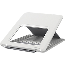 Laptop Ständer Fellowes Breyta™, für 1 Laptop bis 15" & bis 5 kg, höhenverstellbar, zusammenklappbar, B 235 x T 268 x H 14 mm, 100 % Recycling-Kunststoff, weiß