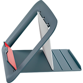 Laptop stand Leitz Ergo Cosy, for laptops from 13" to 17", height adjustable, foldable, W 312 x D 247 x H 50 mm, gray