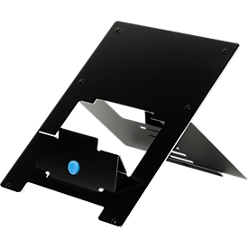 Laptop stand R-Go Riser Flexible, for 1 laptop/tablet 10-22″ &amp; up to 5 kg, 5-stage height-adjustable, with document holder, HYLITE® aluminum, black
