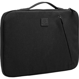 Laptophoes Exacompta Business, voor laptops 13-14'', gewatteerd, handvat &amp; ritsvak, B 370 x D 25 x H 280 mm, post-consumer polyester, zwart