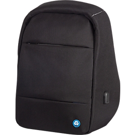 Laptoprugzak LIGHTPAK®, voor 1 notebook tot 15,6" & 1 tablet, hoofdvak & ritsvak, USB-laadpoort, veiligheidsvak, gerecycled PET, zwart