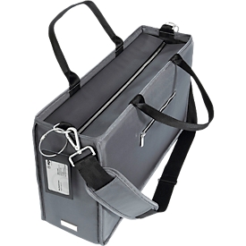 Laptoptas Sigel Desk Sharing Bag Premium L, voor laptops tot 17,3″, 2 grote en 5 kleine vakken, handgrepen, schouderriem, RPET, donkergrijs