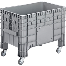 Large stackable transport container, without lid, mobile, 285 l