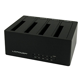 LC Power LC-DOCK-U3-4B - HDD-Dockingstation mit Netzanzeige, Ein/Aus-Schalter, Klon-Funktion Schächte: 4 - 2,5" / 3,5" gemeinsam genutzt (6,4 cm/8,9 cm gemeinsam genutzt) - SATA - eSATA, USB 3.0 - Schwarz