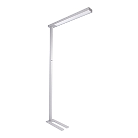 LED floor lamp Linearo, power 50 W, 5600 lm, 4000 K, screen workstation compatible, L 880 x W 100 x H 1852 mm, aluminum &amp; steel, white aluminum RAL 9006