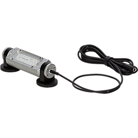 LED machineverlichting Bauer &amp; Böcker nachtwacht S, bedraad, 3 W, 300 lm, 5500 K, 360° draaibare scharnieren, magneetvoet, IP67, aluminium, grijs