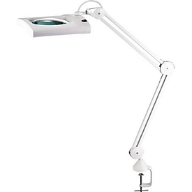 LED Magnifying Lamp with Glass Lens, 190.5 mm (7.5 inches), Table Clamp, White