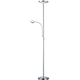 LED-Stehleuchte ACKBAR, dimmbarer Deckenfluter 1700 lm mit 18 W & Lesearm 350 lm mit 4 W, 3000 K, Fluterkopf rund