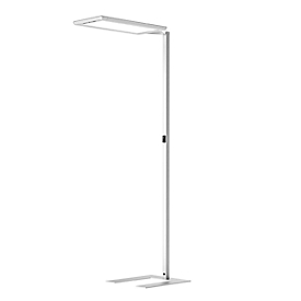LED-Stehleuchte Waldmann YARA.single, 107 W, 15000 lm, 2700–6500 K, magnetisches Bedienteil, Bewegungs- & Tageslichtsensor, Direkt-/Indirektlicht, alusilber