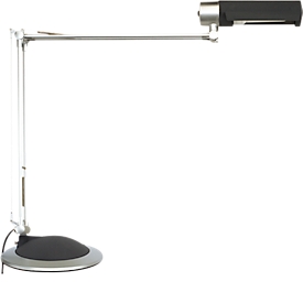 LED-tafellamp MAULoffice, draai- &amp; kantelbare kop/arm, 950 lumen, voetkeuze, hoogte 540 mm, aluminium &amp; metaal, zilver-antraciet
