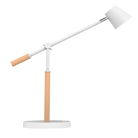 LED tafellamp UNILUX VICKY, 9 W, 900 lm, 3000 K, 3 lichtsterktes, dimbaar, USB-oplaadfunctie, beukenhout &amp; staal, wit-beuken