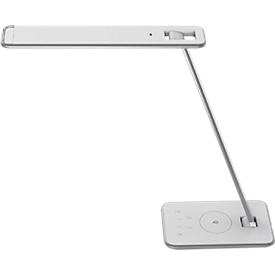 LED-Tischleuchte JAZZ, 11 W, 1000 lm, dimmbar, schwenkbar, mit QI-Ladefunktion, weiss-silber