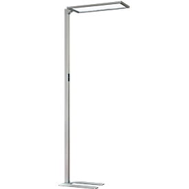 LED-vloerlamp NUBO plus, dimbaar, voor beeldschermwerkplek, directe/indirecte verlichting, 4000 K, zilver