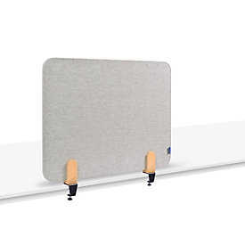 Legamaster Akustik-Tischtrennwand Elements, PET-Kern, Stoffoberfläche pinnbar, inkl. 2 Tischklemmen, B 800 x H 600 x T 21 mm, quiet grey