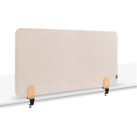 Legamaster Cloison acoustique de table Elements, noyau en PET, surface en tissu épinglable, y compris 2 pinces de table, L 800 x H 600 x P 21 mm, beige doux