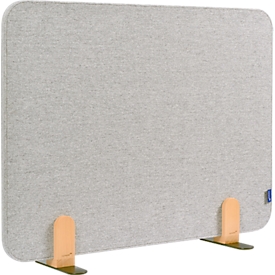 Legamaster Elements acoustic table partition, PET core, fabric surface pinnable, incl. 2 foot holders, W 800 x H 600 x D 21 mm, quiet grey