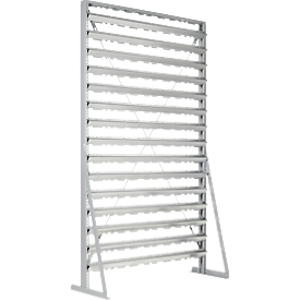 Legbord, aan 1 kant te monteren, 15 rijen, zonder open voorraadbakken, B 1145 x D 400 x H 1950 mm, staal, grijs
