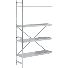 Legbord aanbouw, roestvrij staal, gesloten legborden, B 1175 x D 400 mm