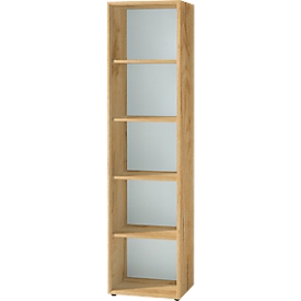 Legbord MONTERIA, 5 vijlhoogtes, B 500 x D 370 x H 1960 mm, Navarraanse eik/wit