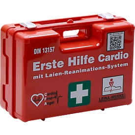 Leina-Werke SAN CARDIO Erste-Hilfe-Koffer orange, DIN 13157, ABS, Cardio First Angel, PRIMUS, Wandhalterung, 310x130x210 mm


