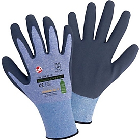 LEIPOLD+DÖHLE fijn gebreide handschoen Goes Groen, maat 10, EN ISO 21420, EN 388, RPET/polyester, latex coating blauw/donkerblauw