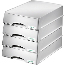 LEITZ® Ablagekorb Plus, DIN A4, Kunststoff, 4 Stück, grau