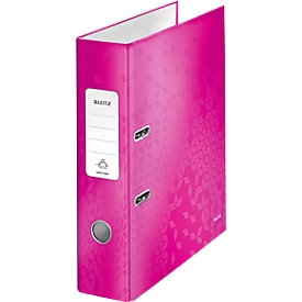 LEITZ® binder WOW 1005, DIN A4, back width 80 mm, pink