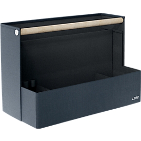 Leitz bureau-organizer, 4 vakken + 3 pennenhouders, tot 8 kg, B 380 x D 190 x H 260 mm, houten handgreep, gerecyclede stof, donkergrijs
