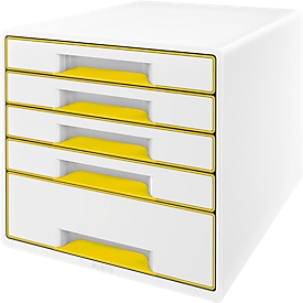 LEITZ® Caisson à tiroirs WOW CUBE 5214, 5 tiroirs, DIN A4, polystyrène, jaune