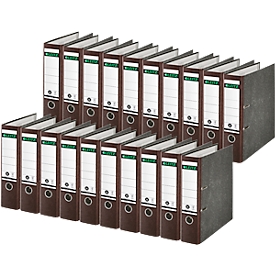 LEITZ® Carpeta 1080, DIN A4, ancho de lomo 80 mm, agujero de agarre, etiqueta de lomo pegada, cartón duro, 20 unidades, marrón