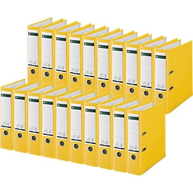 LEITZ® Classeur 1010, DIN A4, largeur dos 80 mm, 20 pièces, jaune
