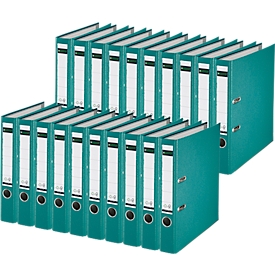 LEITZ® Classeur 1015, DIN A4, largeur dos 52 mm, 20 pièces, turquoise