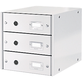 LEITZ® Click + Store 3-drawer module, cardboard, white