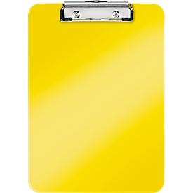LEITZ® clipboard WOW 3971, DIN A4, polystyrene, with hanging loop, yellow