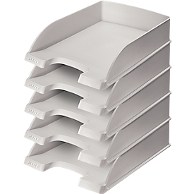 LEITZ® Corbeille à courrier Standard 5227, plastique, 5 pièces, gris