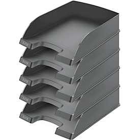 LEITZ® Corbeille à courrier Standard 5227, plastique, 5 pièces, noir
