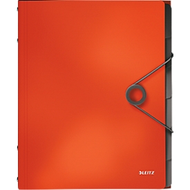 LEITZ® documentenmap Solid, A4, 3 flappen, 6 vakken, PP, lichtrood