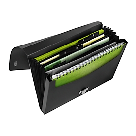 Leitz® Dokumentenmappe Recycle, A4, bis 250 Blatt, 5 Fächer & Ablagefach, blickdicht, Blauer Engel, Kunststoff, schwarz