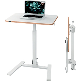 Leitz Ergo Compact desk, rectangular, sit/stand function, height-adjustable, foldable, portable, W 650 x D 470 x H 740-1090 mm, white