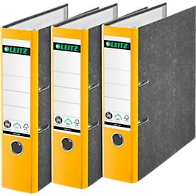 LEITZ® Folder 1080, DIN A4, spine width 80 mm, grip hole, glued spine label, hard cardboard, 1 piece, yellow