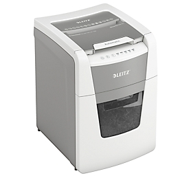 Leitz IQ Autofeed Small Office 100 shredder P5, fully automatic, micro cut 2 x 15 mm, 34 l, 100 sheet cutting capacity, white