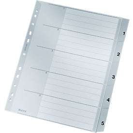 LEITZ® Kunstoffregister, Zahlen 1-5 (5 Blätter),  Nr. 1283