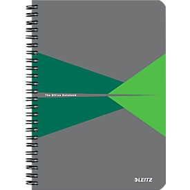Leitz Office collegeblok, A5-formaat, 90 geruite vellen, 360° openend, spiraalbinding, kartonnen omslag, FSC®-gecertificeerd, groen